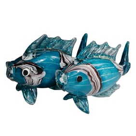 Pair Of Murano Glass Fish Sculptures