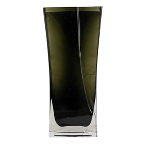 Murano Sommerso Black & Clear Art Glass Vase