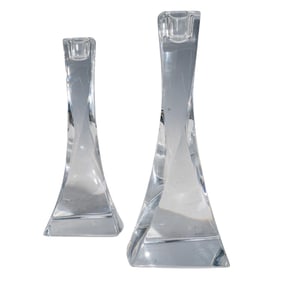 Pair of Nambe Spiraled Crystal Candlesticks