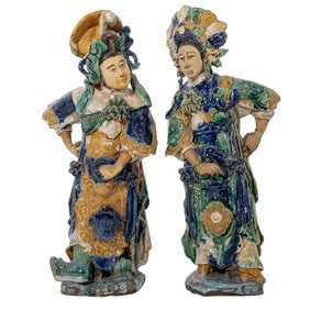 Pair Of Southeast Asian Ceramic Figures