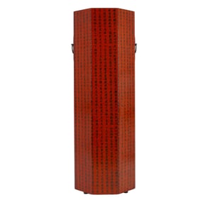 Asian Red Lacquered Wood Umbrella Stand