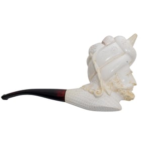Carved Meerschaum Sultan Smoking Pipe W/ Leather Case