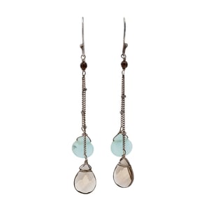 Smoky and Green Quartz Dangling Earrings