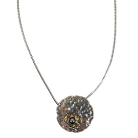 Italian Hammered Sterling Silver and Cultured Pearl Necklace