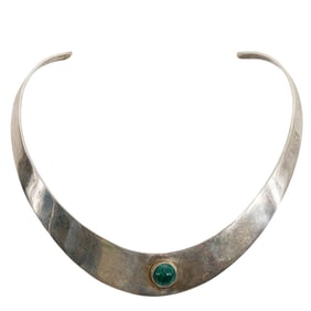 Mexican Sterling Silver and Malachite Necklace