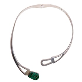 Taxco Sterling Silver and Malachite Necklace