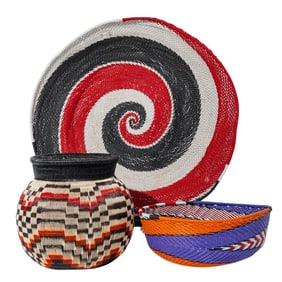 (3 pcs) African Colorful Woven Zulu Baskets