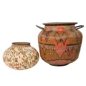 (2 pcs) Native American Butterfly Contemporary Apache Olla Baskets