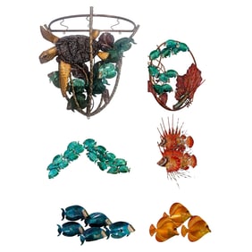 (6 pcs) Copper Tropical Reef Wall Mounted Console and Art Installation