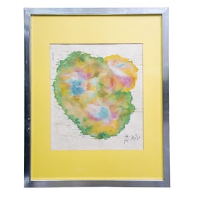 Signed Watercolor on Rice Paper with Chinese Text