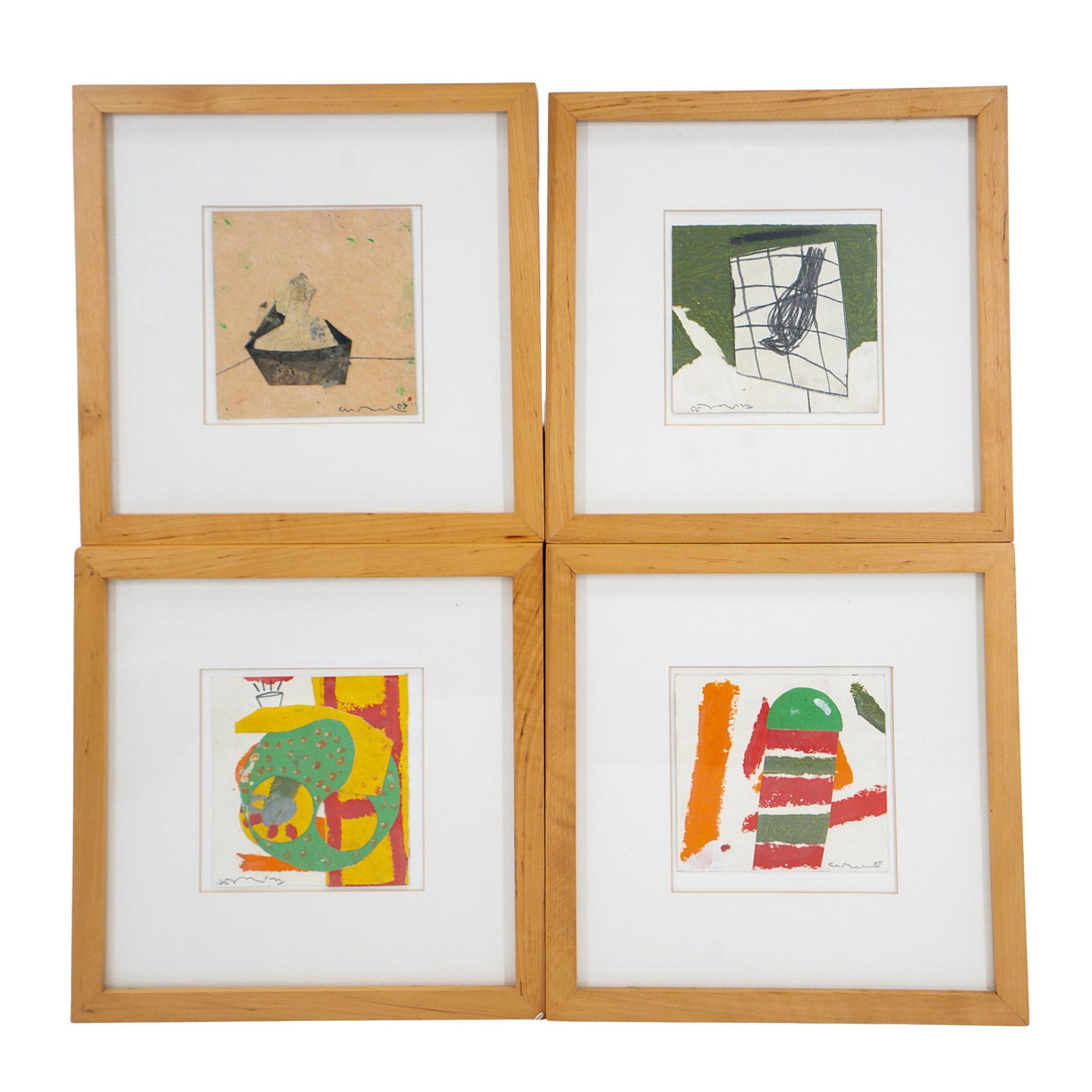 (4 Pc) Signed Mixed Media Abstract Artwork (1 of 8)