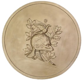 Antique Gilt Warrior Roundel Plaque