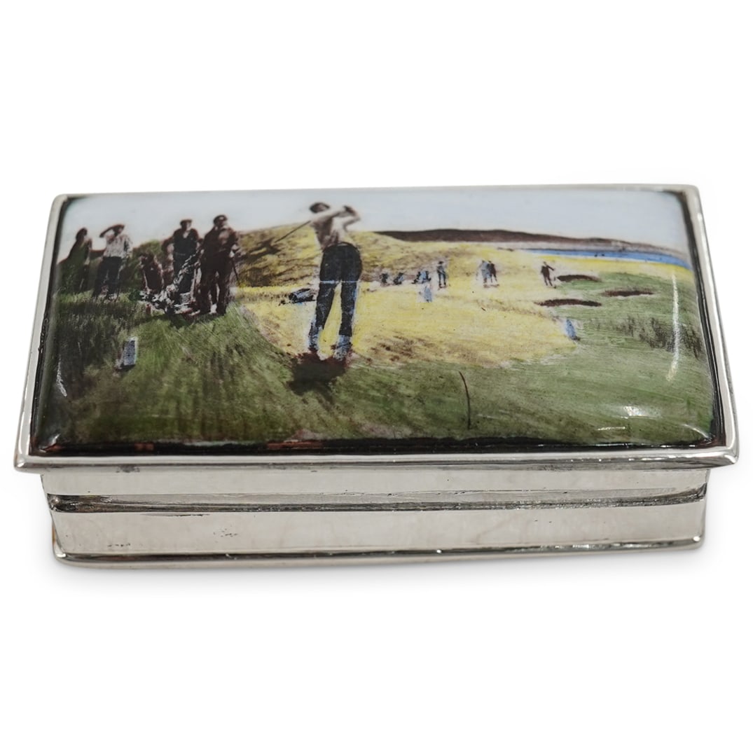 Sterling Silver Golf Themed Pill Box (1 of 4)