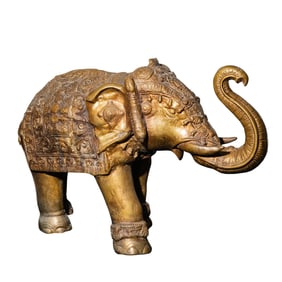 Vintage Brass Elephant Sculpture