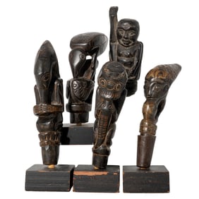 (5 Pcs) Tribal Carved Wooden Figures