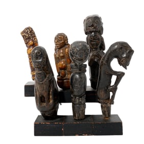(6 Pcs) Indonesian Carved Wooden Kriss Sword Handles