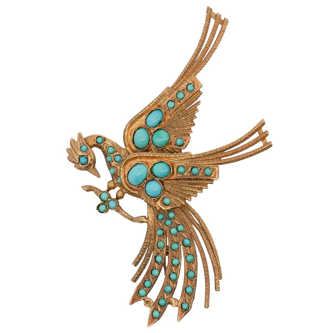 Vintage 18K Gold and Turquoise Bird Brooch (1 of 4)