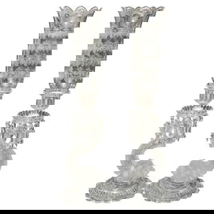 Pair of Baccarat "Dauphin" Crystal Lusters: Pair of Baccarat "Dauphin" Crystal LustersLate 19th-early 20th century, FrancePair of Baccarat crystal lusters in the "Dauphin" pattern. Base stems feature an aquatic fish or dolphin. Features crystal