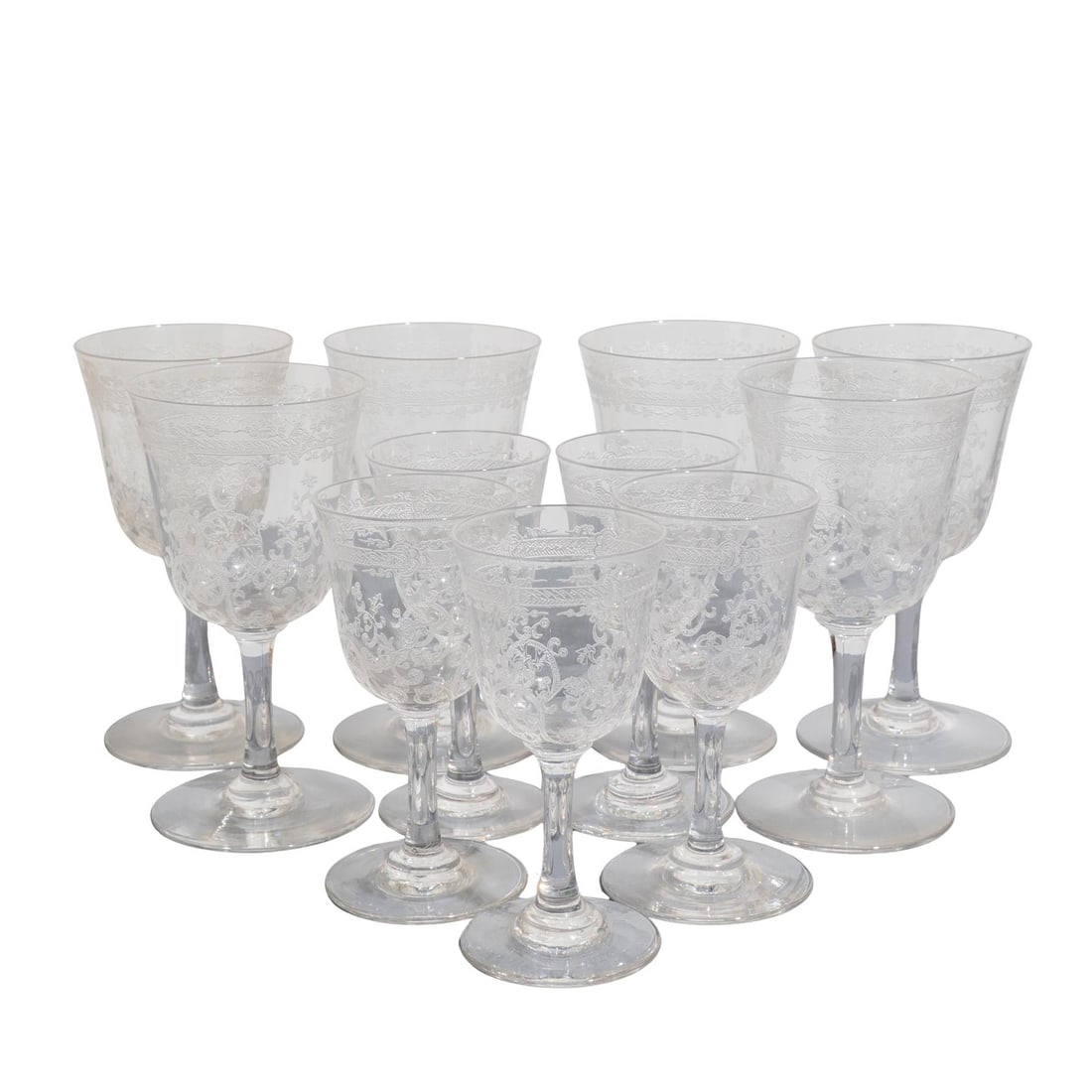 (11 Pc) Baccarat Style Crystal "Lafayette" Cordial Cups & Liquor Stemware Set (1 of 5)