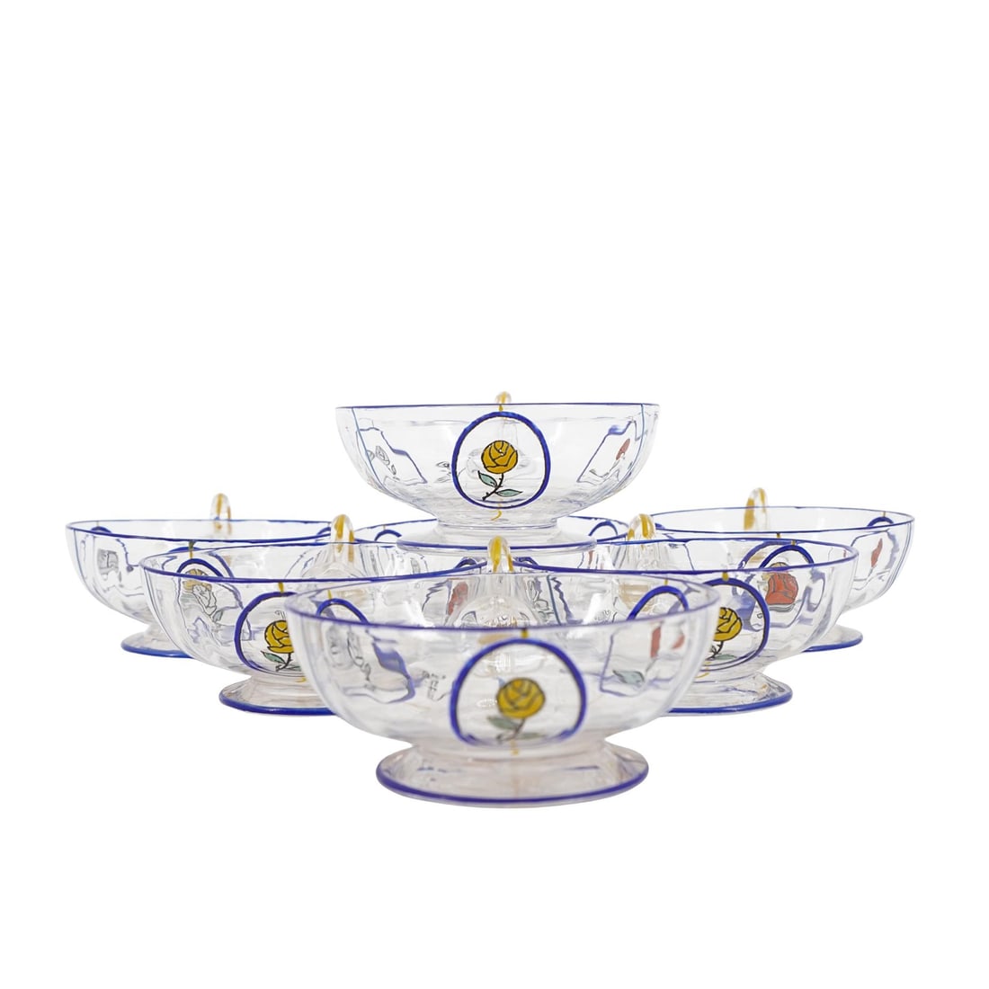 (8 Pc) Rare Antique Sevres Glass & Enamel Cups Set (1 of 5)