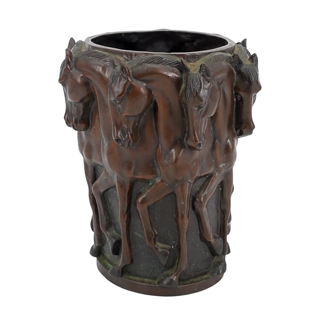 Auguste Moreau (French, 1834-1917) Bronze Horse Vase (1 of 6)