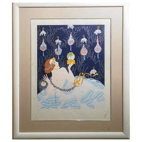 Erté (1892-1990, French/Russian) "Stolen Kisses" Serigraph