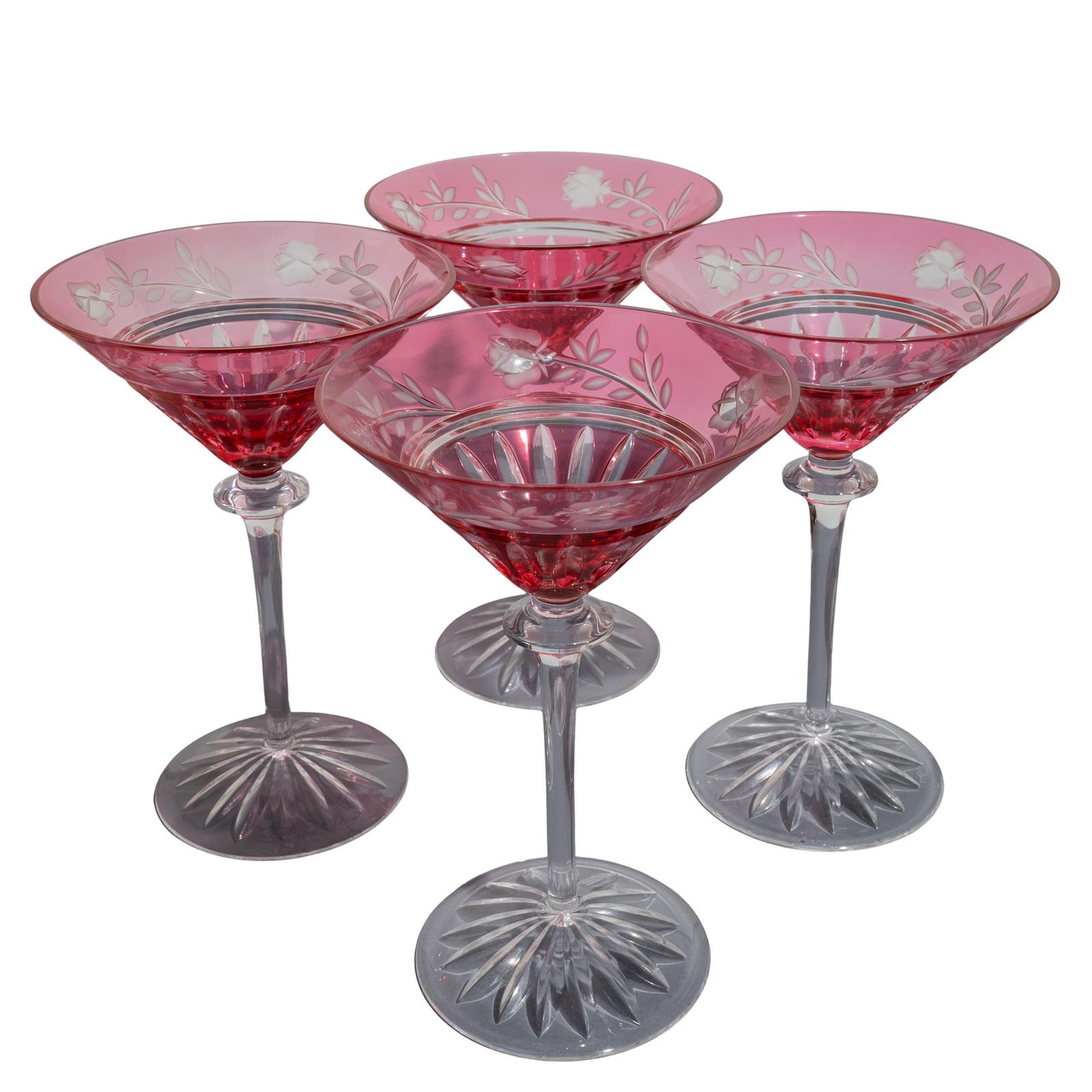 (4 pcs) Ajka "Proinnseas Golden Red" Coupe Glasses (1 of 5)