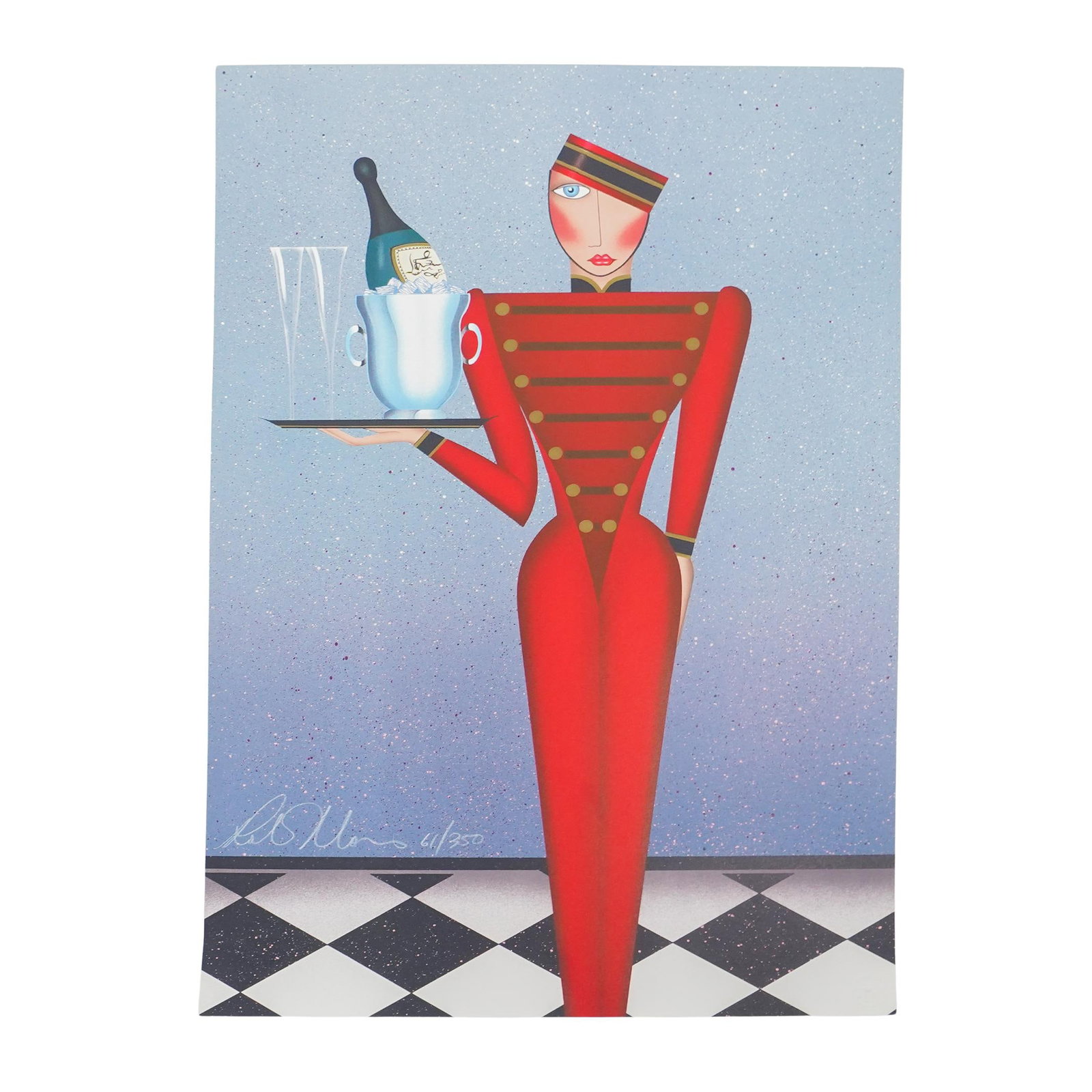 Robin Morris (American, 1953) L. Edition "Room Service" Lithograph (1 of 6)