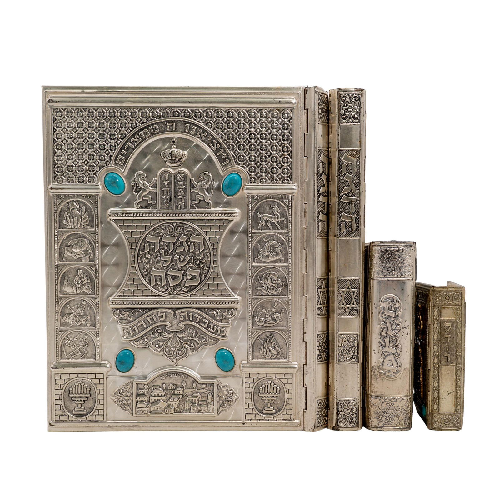 (4 Pcs) Judaica Silver-Plated Religious Books (1 of 5)