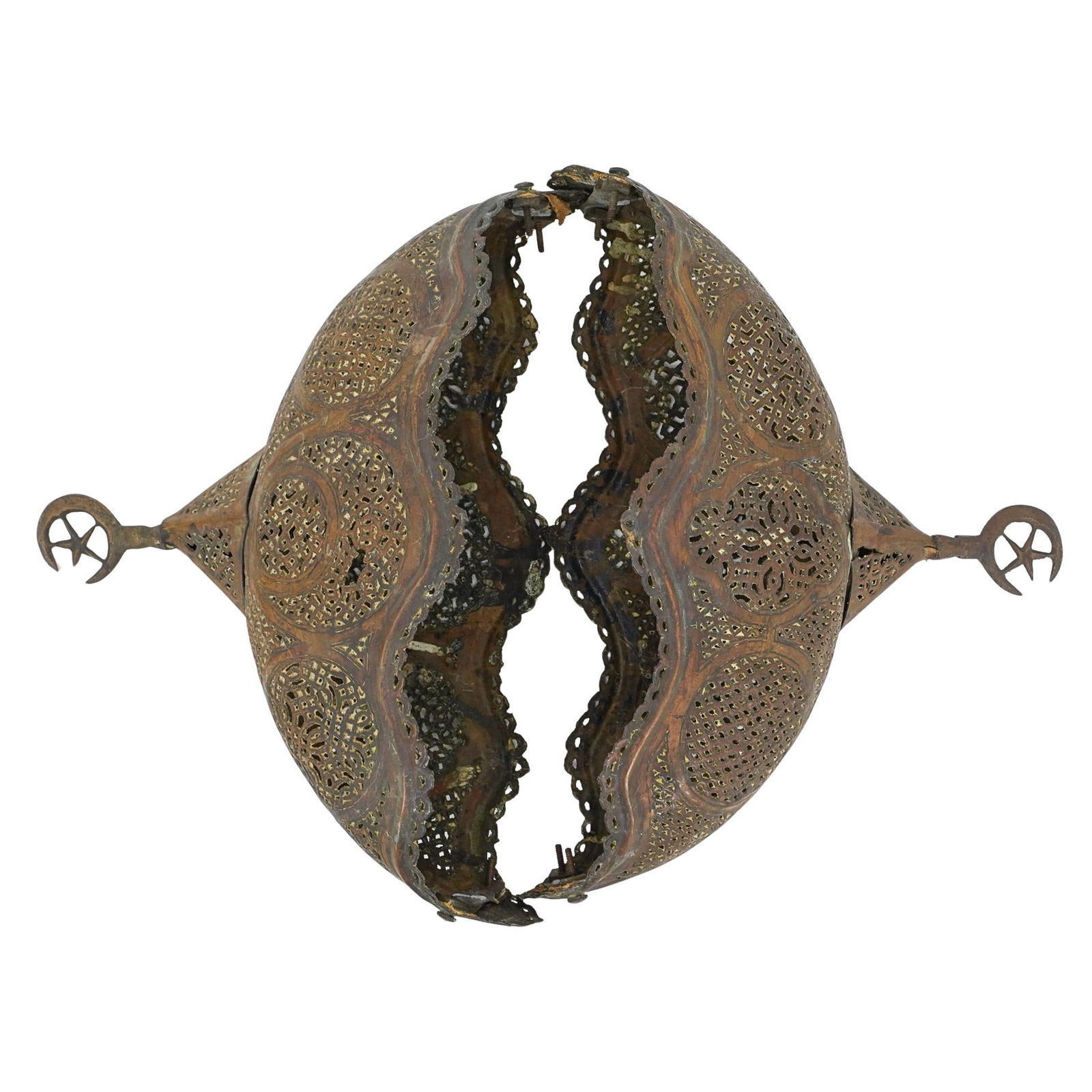 Pair of Antique Middle Eastern Bronze Lamp Shades (1 of 5)