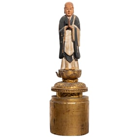 Japanese Buddhist Monk Polychrome Figure