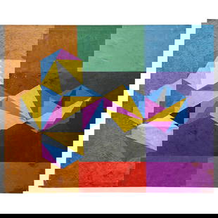 Attrib. William T Williams (American, b. 1942) Abtract Modernist Painting: Attrib. William T Williams (American, b. 1942) Abtract Modernist Painting20th century, AmericanA geometric, modernist oil on canvas painting attributed to artist William T Williams (American, b. 1942)