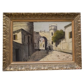 Raoul Bertholdi Marketplace Oil on Board
