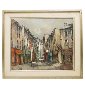 Signed Oil on Canvas Street Scene