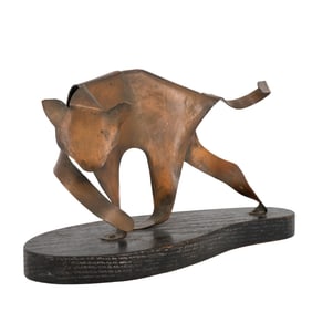 Modernist Copper Cat Sculpture
