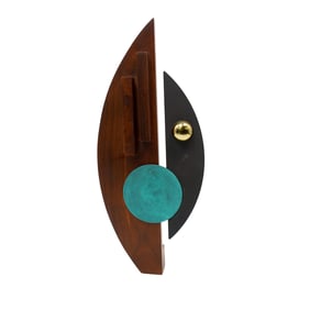 Modernist Wood and Metal Sculpture