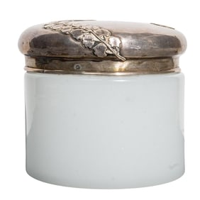 French Sterling Silver and Opaline Glass Jar