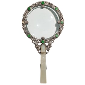 Chinese Silver and Jade Magnifying Glass