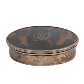 Antique Silver and Tortoise Hued Snuff Box