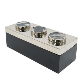 Contemporary Chrome Plated w/ Stone Inlay Box