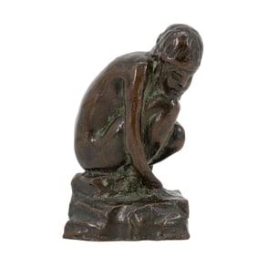 Marie Apel (English, 1880-1927) Bronze Native American Woman Sculpture