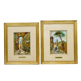 Pair of Vito Lobefaro (Italian) Oil On Board Paintings