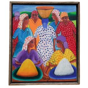 Alberoi Bazile (Haitian, 1920-2005) Folk Art Painting