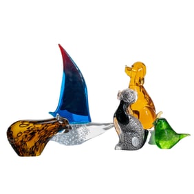 (5 Pcs) Collection of Art Glass Figurines