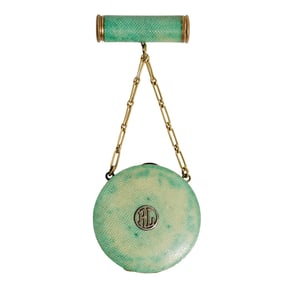 Antique "RL" Shagreen and 18k Gold Compact