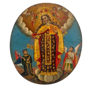 Spanish Hand Painted Religious Icon Plaque