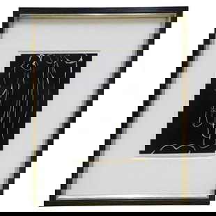 Signed Limited Edition Abstract Lithograph: Signed Limited Edition Abstract Lithograph20th c., ContinentalBlack and white abstract lithograph housed in a silver and dark brown wood frame with a white mat. At the bottom, it is marked 29/30 to th