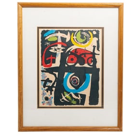 After Joan Miro (Spanish, 1893-1983) Abstract Lithograph