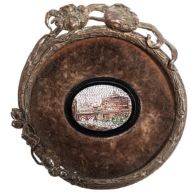 Antique Italian Micro Mosaic in Bronze Frame