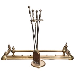 Vintage Gilt Bronze Fireplace Set
